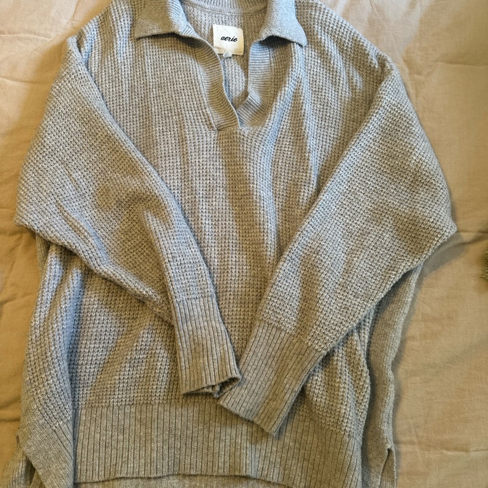 Women’s Aerie CozyUp Vneck Waffle Sweater Size M